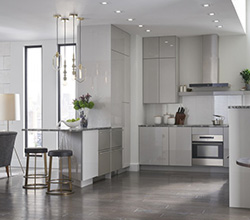 UltraCraft Cabinetry  Style: South Beach  Material: UltraLux High Gloss Arcylic   Finish: Reina White Matte